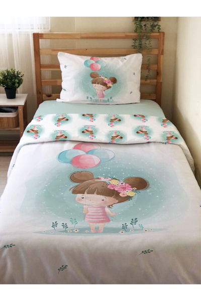 Evmila Σετ Παπλωματοθήκη Διπλής Όψης με Σχέδιο για Κορίτσια Χωρίς Σεντόνια Μο...