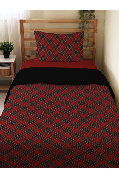 Evmila Set cuvertură de pilota cu model în carouri pe două fețe, fără cearșaf...