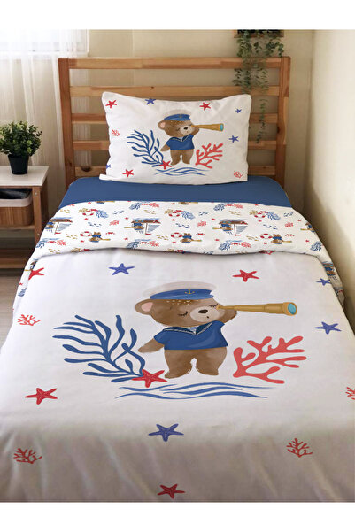 Evmila Set cuvertură de pilota cu model ursuleț cu două fețe fără cearșaf 160...