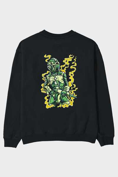 Ankhises Robot Soldier Back Štampano Crna Oversize kroj Dukserica Muškarci Že...
