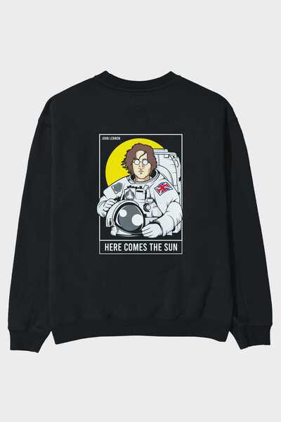Ankhises Džon Lenon Astronaut Leđa Štampano Crna Oversize kroj Dukserica Mušk...