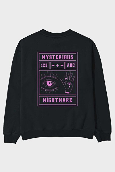 Ankhises Misteriozna noćna mora leđa Štampano crna Oversize kroj majica muška...