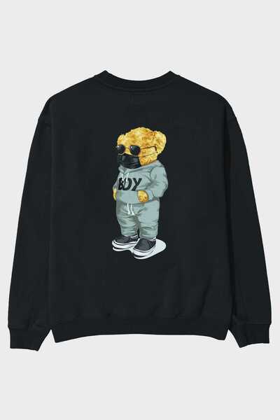 Ankhises Teddy Bear Boy Back Štampano Crna Oversize kroj Dukserica Muškarci Ž...