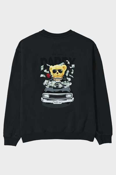Ankhises Teddy Bear Daddy Back Štampano Crna Oversize kroj Dukserica Muškarci...