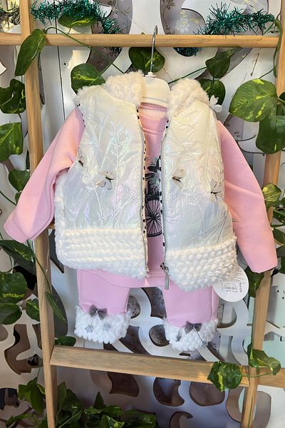 ADABEBEK Stylish Vest Fleece Top and Bottom Baby Set
