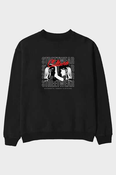 Ankhises Kultura Streetwear Napisano na prednjoj strani Štampano Crna Oversiz...