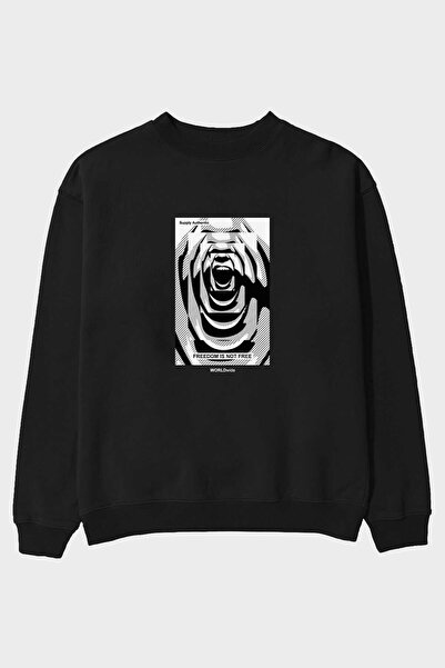 Ankhises Свобода не безкоштовна 2 - Чоловічий жіночий оверсайз чорний світшот...