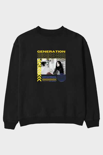 Ankhises Generation Written Front Štampano Crna Oversize kroj Dukserica Muška...