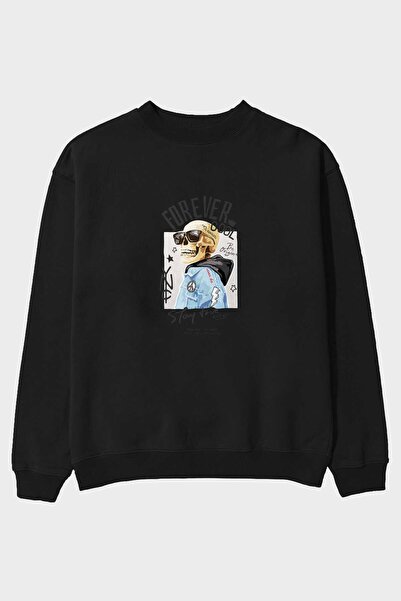 Ankhises Teddy Bear Forever Cool Front Štampano Crna Oversize kroj Dukserica ...