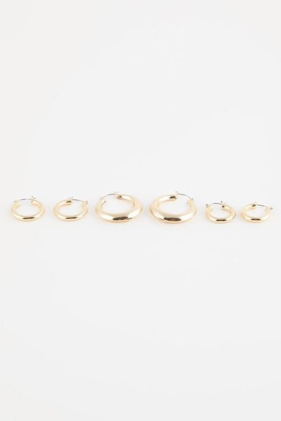DeFacto Woman's 3-Piece Gold Hoop Earring C4738axns