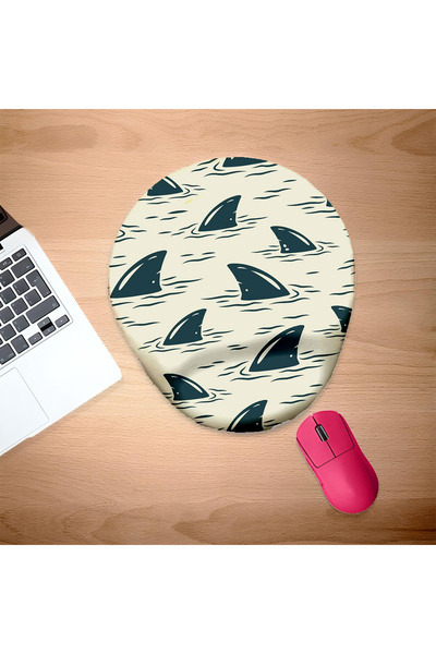 UcuruStore Οβάλ επιφάνεια ποντικιού με σχέδιο καρχαρία και στήριγμα καρπού