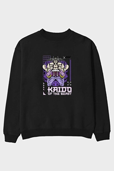 Ankhises Кайдо Звір, чорний оверсайз-светр з принтом, чоловічий та жіночий, з...