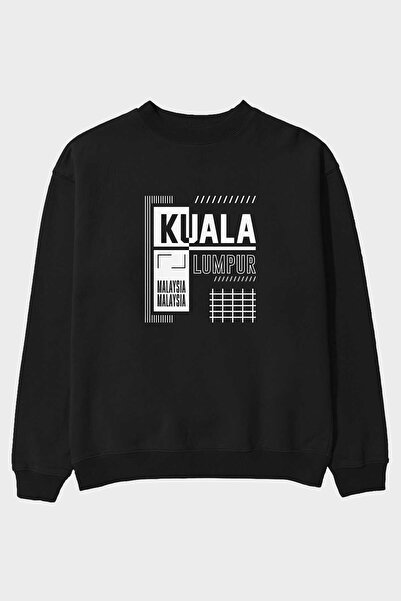Ankhises Kuala Lumpur Front Štampano Crna Oversize kroj Dukserica Muškarci Že...