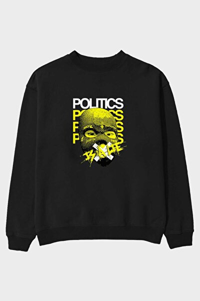 Ankhises Politika je laž Ön Štampano Crna Oversize kroj Dukserica Muškarci Že...