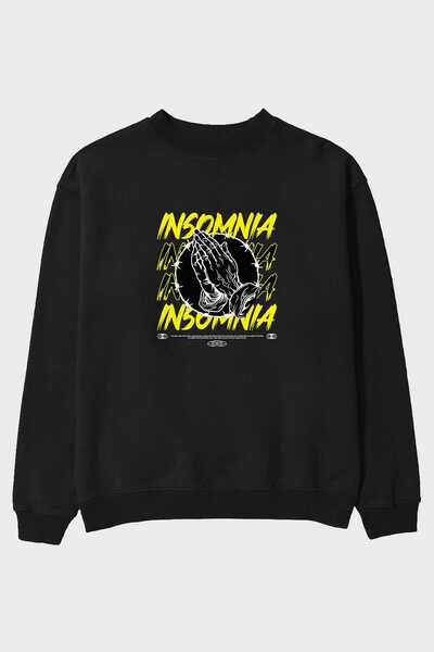 Ankhises Insomnia Streetwear Front Štampano Crna Oversize kroj Dukserica Mušk...