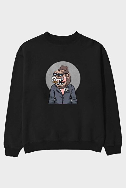 Ankhises Monkey Suits Front Štampano Crna Oversize kroj Dukserica Muškarci Že...