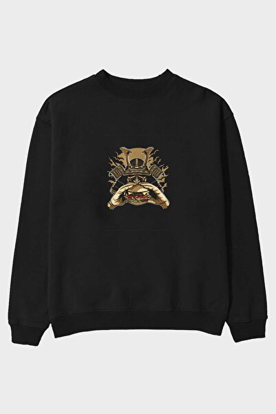 Ankhises Samurai Burger Front Štampano Crna Oversize kroj Dukserica Muškarci ...