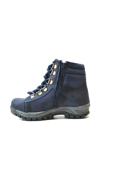 Onlo Ayakkabı Μπότες Trekking για αγόρια από γνήσιο δέρμα μαύρο & μπλε ναυτικό με φερμουάρ