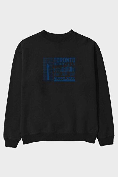 Ankhises Toronto Front Štampano crna Oversize kroj majica s kapuljačom muškar...