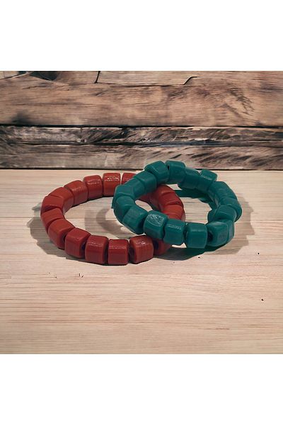 Hobimos Bodrum Square Glass Bead Bracelet 2 Pieces