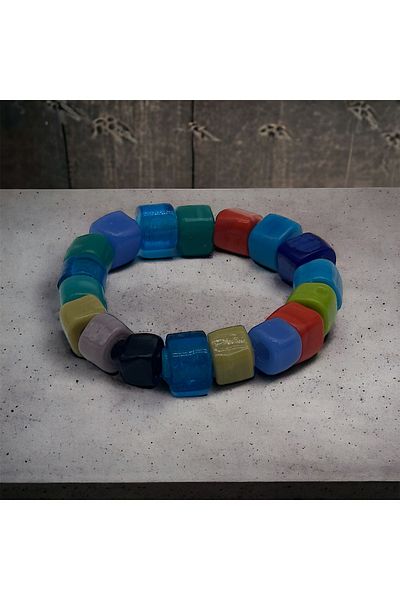 Hobimos Bodrum Square Glass Bead Bracelet
