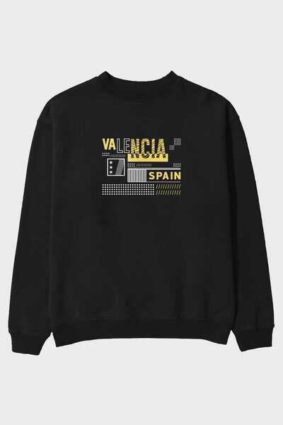 Ankhises Valencia Front Štampano Crna Oversize kroj Dukserica Muškarci Žene o...