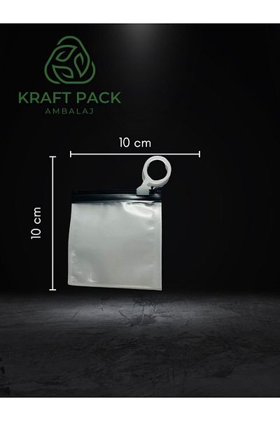 Kraft pack ambalaj ICY Transparent Laminated, RING OPEN Ziplock Bag, Zippered Accessory Bag, 10*10 cm -10 Pieces