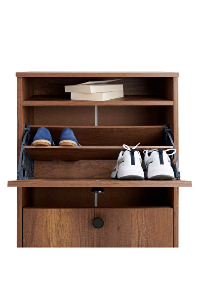 Just Home Rina Raflı Kapak Ayakkabılık -Barok Ceviz