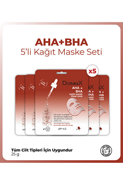 Derminix Aha Bha Canlandırıcı Ve Arındırıcı Yüz Kağıt Maskesi 5'li