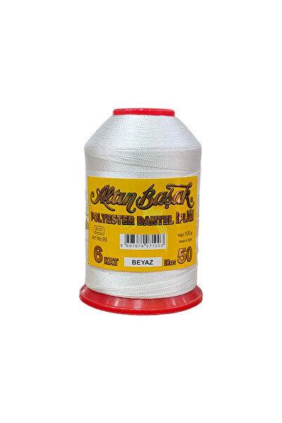 Altınbaşak Polyester Dantel İpliği Beyaz 6 Kat 100 Gram No: 50