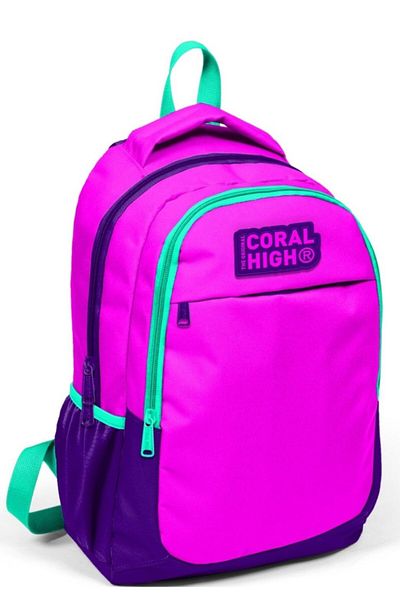 Coral High Rucsac pentru fete cu trei compartimente pentru școala primară și gimnazială - violet roz