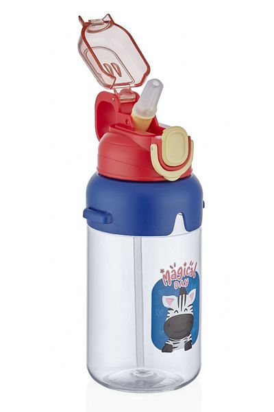 Vagonlife 650 ml Children's Water Bottle with Red Lid and Straw