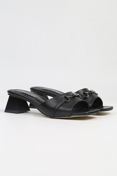 Pierre Cardin ® |   PC-53121- 3829 Μαύρες γυναικείες παντόφλες με τακούνι