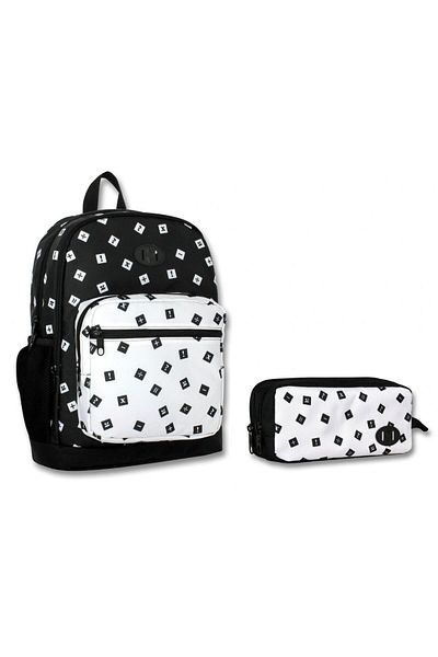 ÜMİT ÇANTA Ümit Bag Four Compartment Black and White Primary School Bag and Pen Bag Set - Girls and Boys