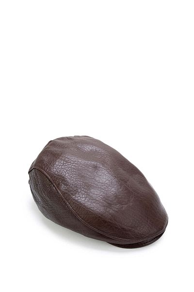 Tamer Tanca Men's Genuine Leather Brown Hat