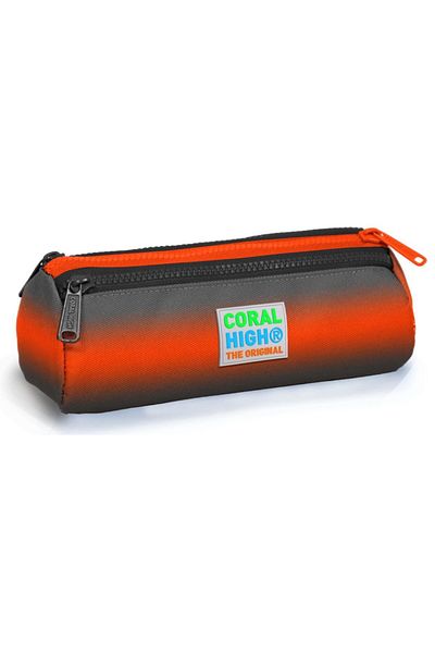 Coral High Μαύρο πορτοκαλί ντεγκραντέ τσάντα στυλό τριών διαμερισμάτων - αγόρι