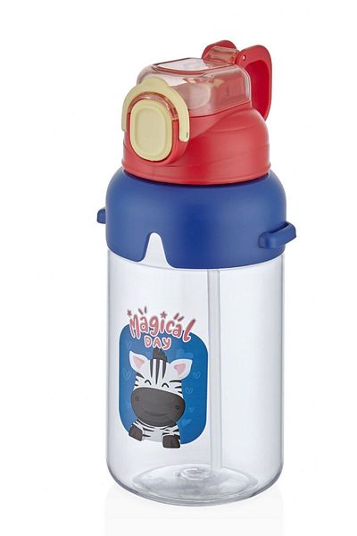 Vagonlife 650 ml Children's Water Bottle with Red Lid and Straw