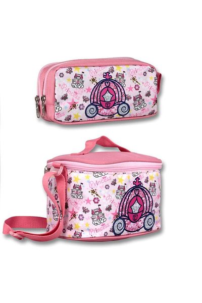 ÜMİT ÇANTA Ümit Bag Girl's Insulated Lunch Bag and Pen Holder Set - Pink Princess