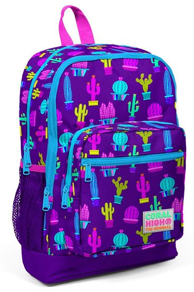 Yaygan Çanta Coral High Cactusi in ghiveci cu patru ochi Rucsac pentru scoala primara fetita - violet
