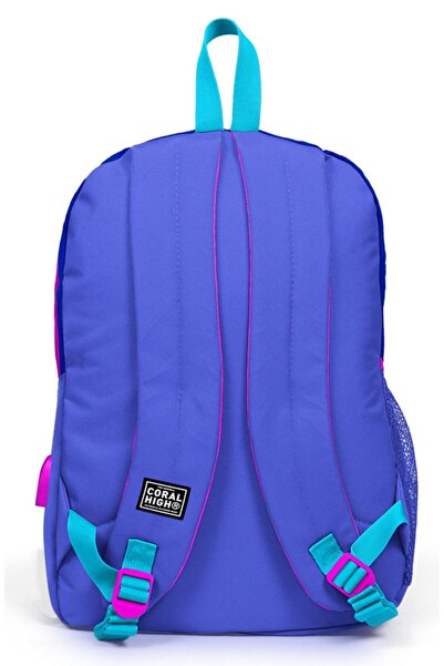 Coral High Sport Navy Blue Pink School and Daily Backpack - Four Compartments - With USB and Aux Socket