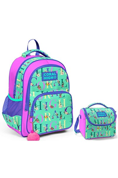 Coral High Yeşil Pembe Kız Çocuk Ilkokul Çantası Ve Beslenme Çantası Seti
