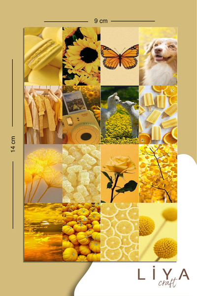LiyaCraft Sarı Renk Temalı Konsept Sticker Seti Planner Ajanda Bullet Journal...