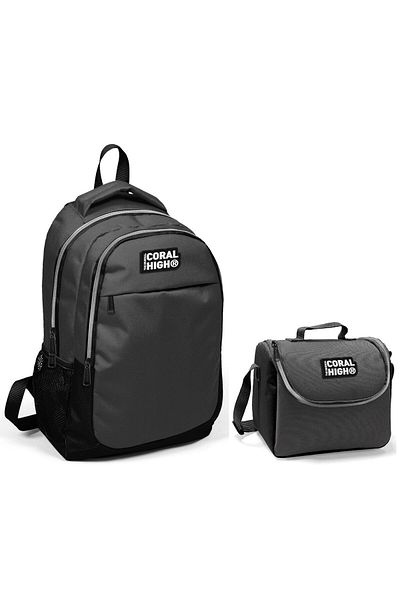 Yaygan Rucsac de școală și geantă de prânz Coral High Boy, negru, gri