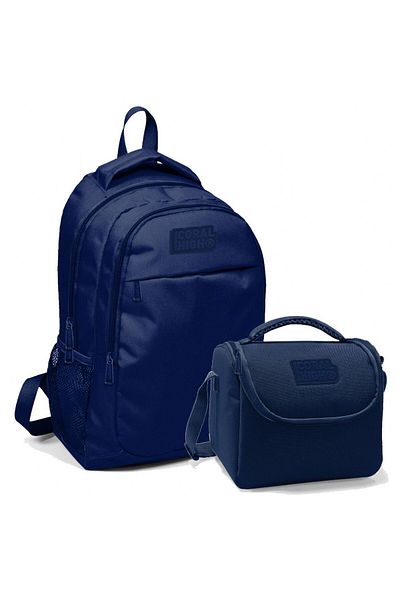 Coral High Rucsac de școală și cutie de prânz pentru băiat bleumarin