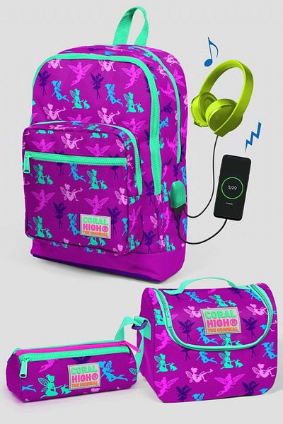 Coral High Set ghiozdan cu model Purple Fairy - Fata