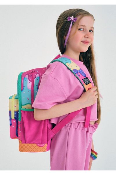 Coral High Colorful Ice Cream Primary School Backpack and Pen Holder Set