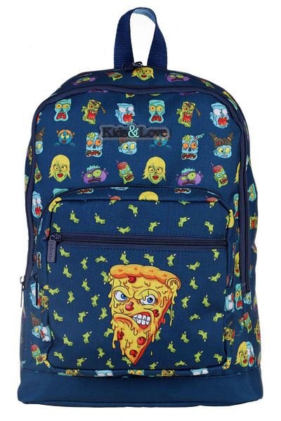 KAUKKO Set de genți pentru școală primară Kids&love bleumarin Zombie Pizza - Băiat