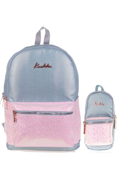 KAUKKO Set rucsac și suport stilou pentru școală gri argintiu - liceu