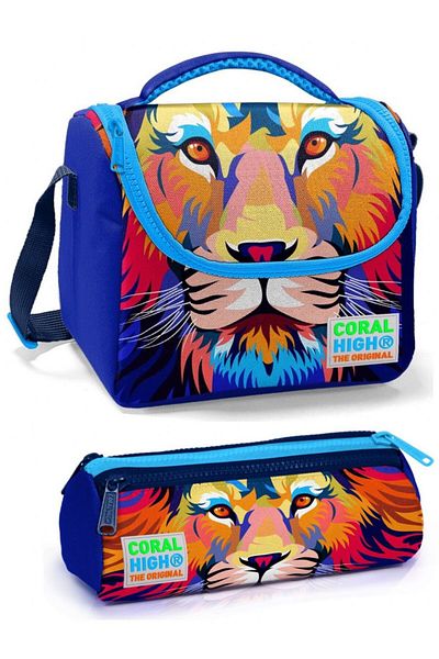 Coral High Set cutie de prânz pentru băiat Blue Lion
