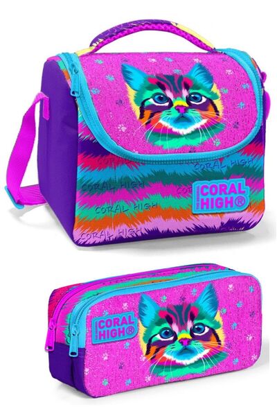 Coral High Set cutie de prânz pentru fete Purple Cat